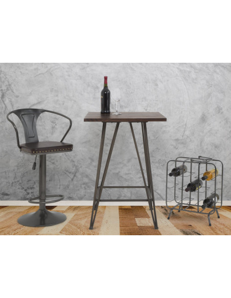 Porte-bouteilles design industriel 9 bouteilles Métal Gris Quadrato 