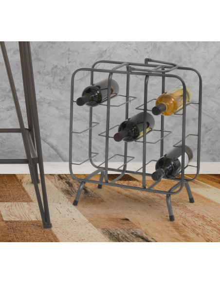 Porte-bouteilles design industriel 9 bouteilles Métal Gris Quadrato 