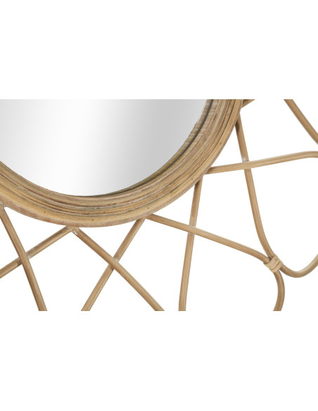 Miroir mural design bohème chic Soleil 65x65 Rotin Naturel Métal Almeria 