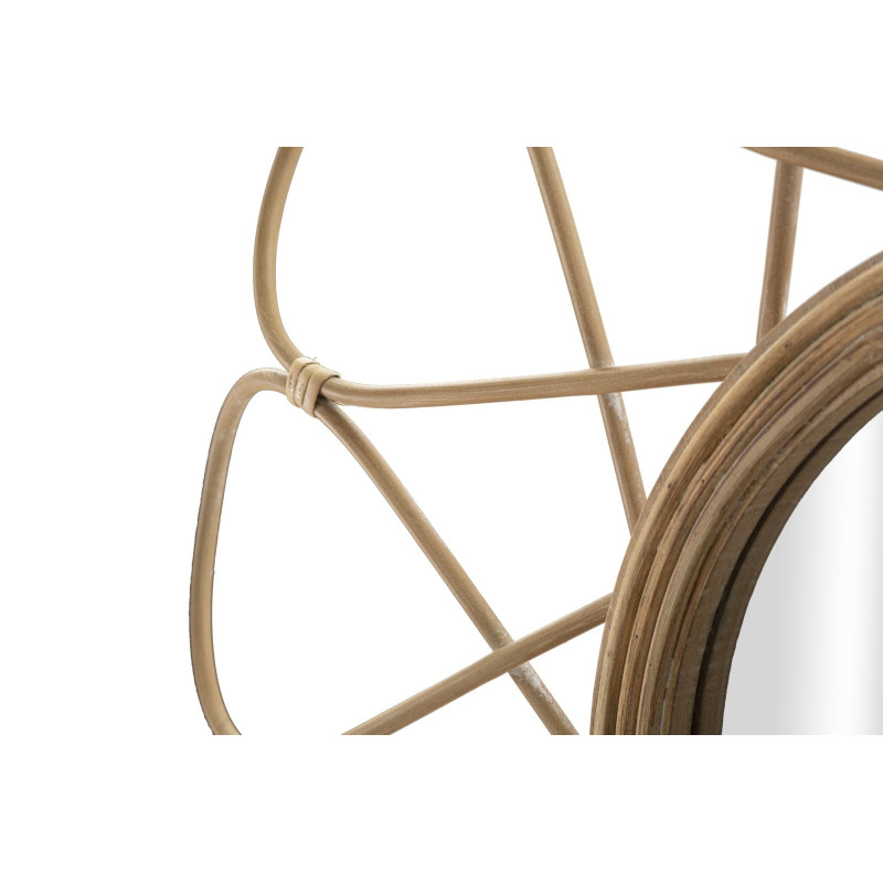 Miroir mural design bohème chic Soleil 65x65 Rotin Naturel Métal Almeria 