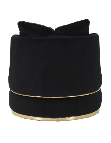 Fauteuil design chic rond Tissu Noir Bois MDF Doré Paris 