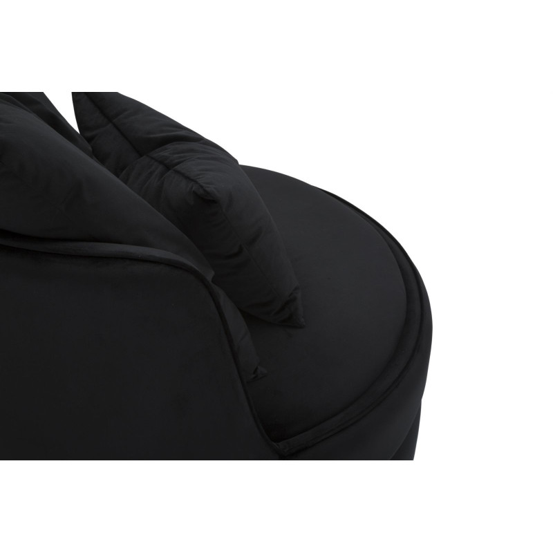 Fauteuil design chic rond Tissu Noir Bois MDF Doré Paris 