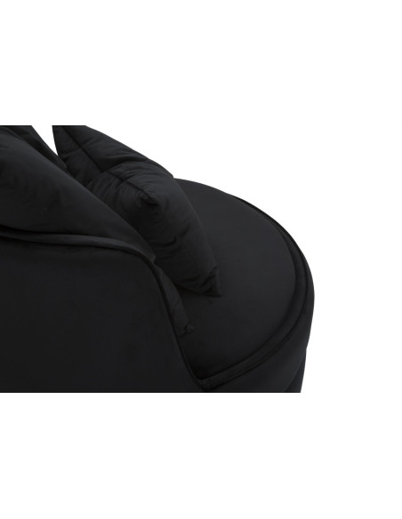 Fauteuil design chic rond Tissu Noir Bois MDF Doré Paris 