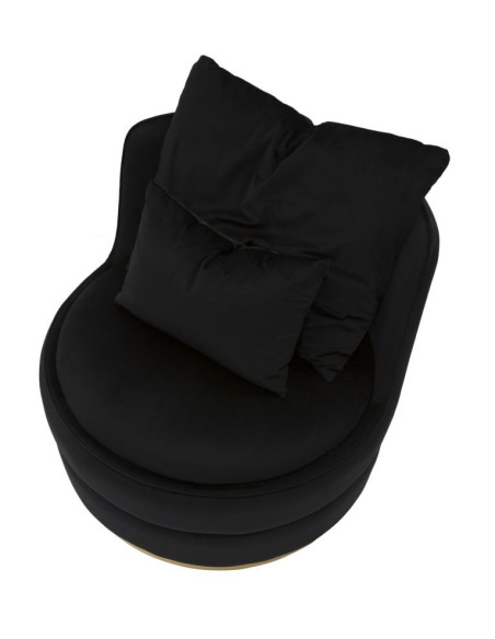 Fauteuil design chic rond Tissu Noir Bois MDF Doré Paris 