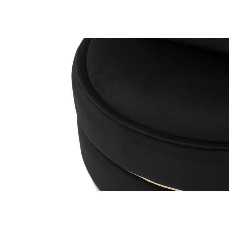 Fauteuil design chic rond Tissu Noir Bois MDF Doré Paris 