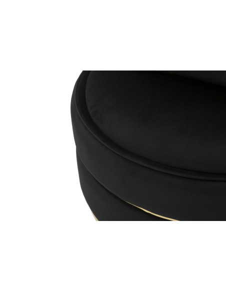 Fauteuil design chic rond Tissu Noir Bois MDF Doré Paris 