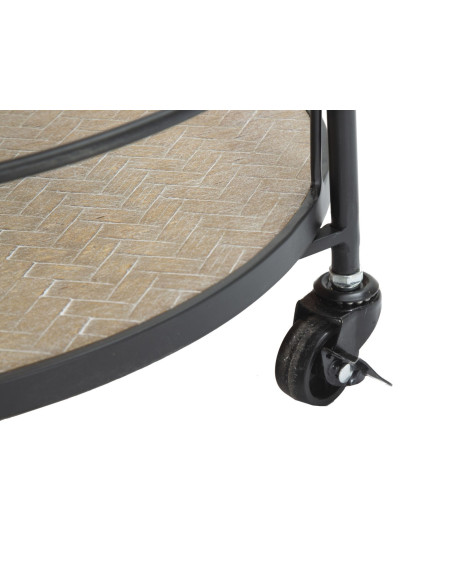 Desserte design industrielle Ronde 3 niveaux Bois MDF Naturel Métal Noir Arex 40 cm 