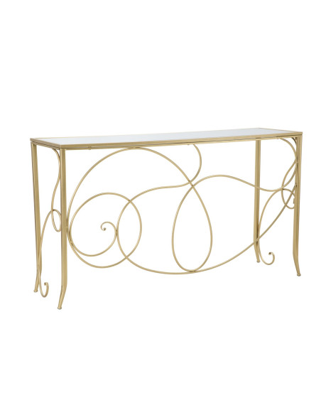 Console design art déco Rectangulaire Miroir Métal Doré Bois MDF Art 140 cm 