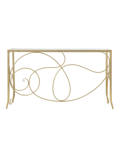 Console design art déco Rectangulaire Miroir Métal Doré Bois MDF Art 140 cm 