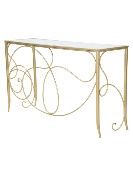 Console design art déco Rectangulaire Miroir Métal Doré Bois MDF Art 140 cm 