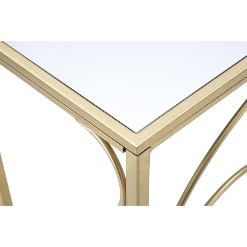 Console design art déco Rectangulaire Miroir Métal Doré Bois MDF Art 140 cm 