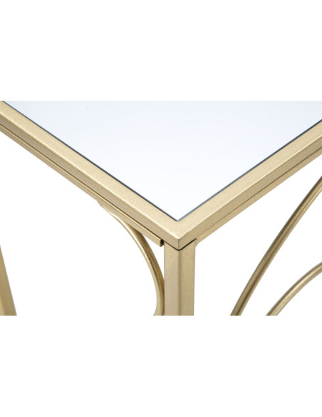 Console design art déco Rectangulaire Miroir Métal Doré Bois MDF Art 140 cm 