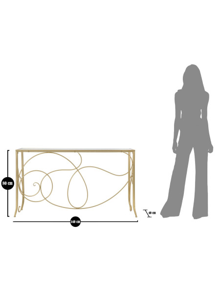 Console design art déco Rectangulaire Miroir Métal Doré Bois MDF Art 140 cm 