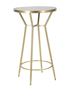 Table de bar haute design chic Ronde 2 personnes Miroir Métal Doré Bois MDF Circle 