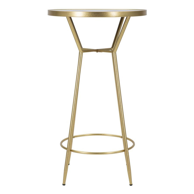 Table de bar haute design chic Ronde 2 personnes Miroir Métal Doré Bois MDF Circle 