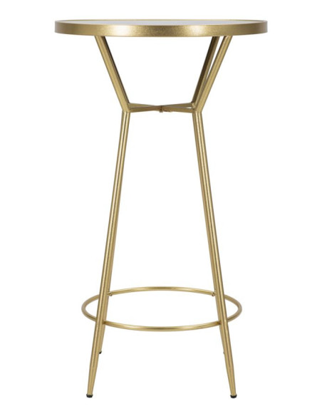 Table de bar haute design chic Ronde 2 personnes Miroir Métal Doré Bois MDF Circle 