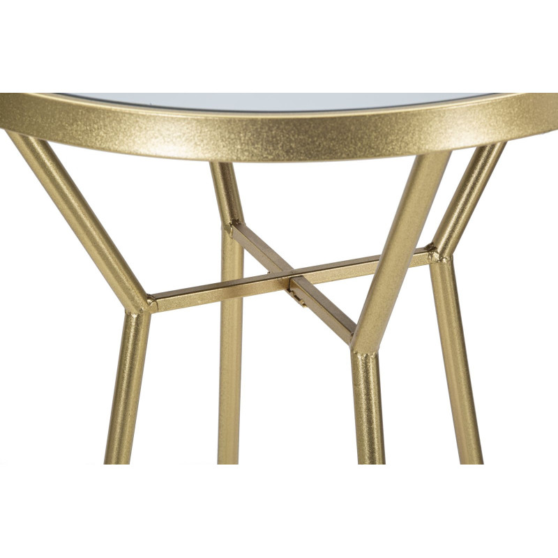 Table de bar haute design chic Ronde 2 personnes Miroir Métal Doré Bois MDF Circle 