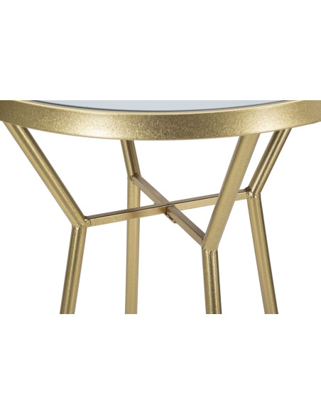 Table de bar haute design chic Ronde 2 personnes Miroir Métal Doré Bois MDF Circle 