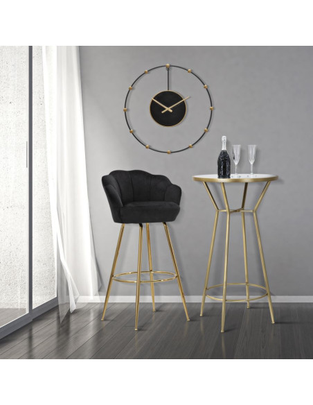Table de bar haute design chic Ronde 2 personnes Miroir Métal Doré Bois MDF Circle 
