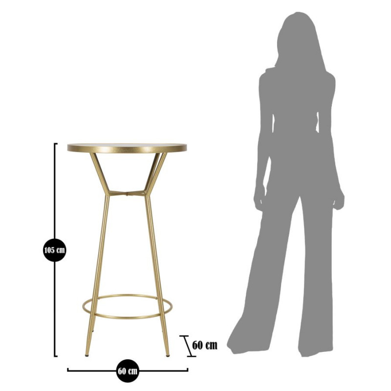 Table de bar haute design chic Ronde 2 personnes Miroir Métal Doré Bois MDF Circle 