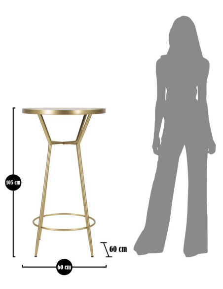 Table de bar haute design chic Ronde 2 personnes Miroir Métal Doré Bois MDF Circle 