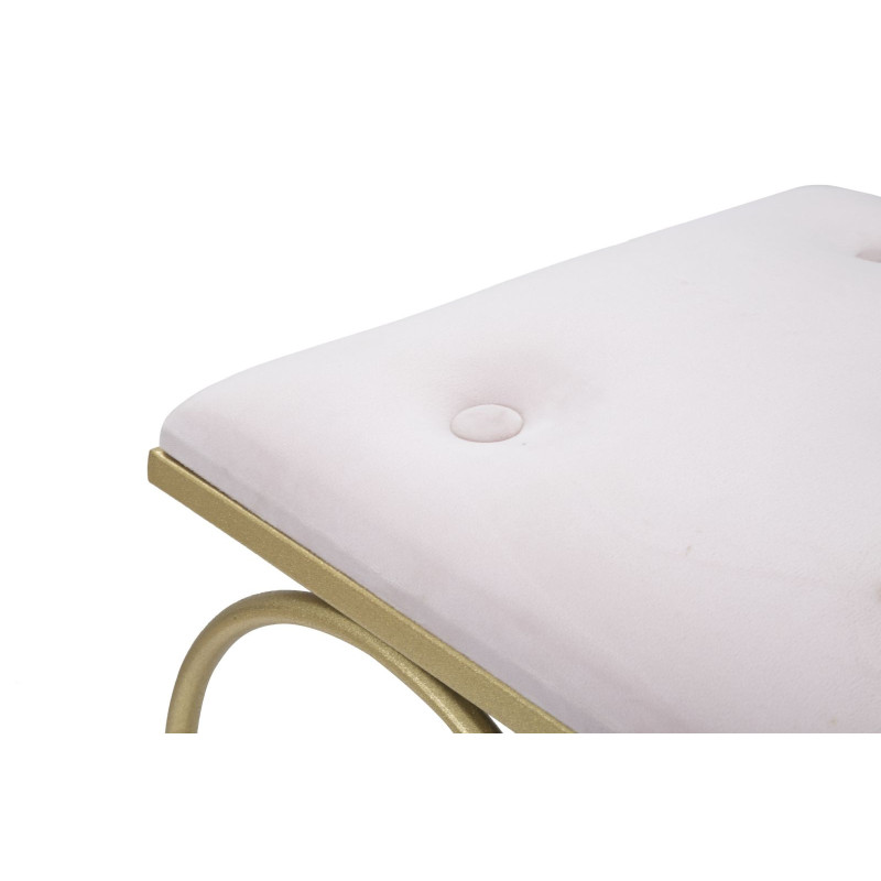Tabouret design chic Coeur Rectangulaire Tissu Rose Capitonné Métal Doré Bois MDF Heart 50 cm 