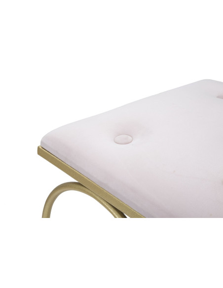 Tabouret design chic Coeur Rectangulaire Tissu Rose Capitonné Métal Doré Bois MDF Heart 50 cm 
