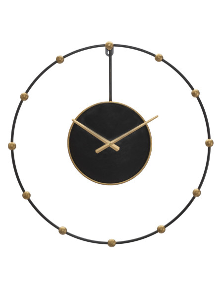 Grande Horloge murale design art déco Ronde Métal Noir Doré Pearl 61 cm 