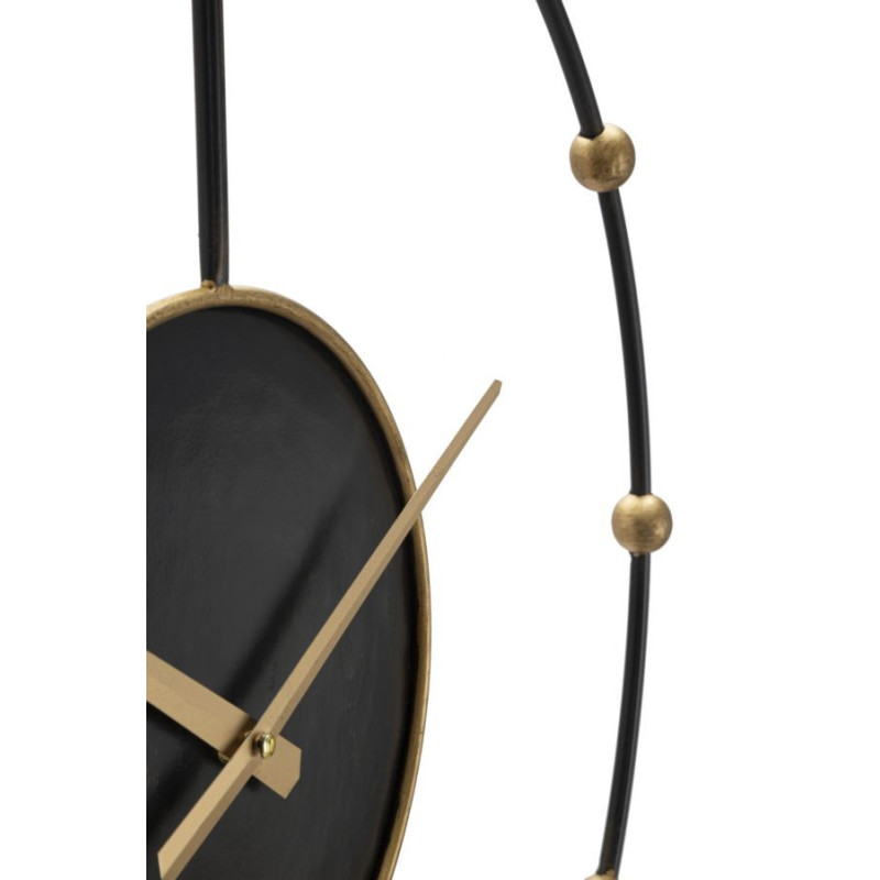 Grande Horloge murale design art déco Ronde Métal Noir Doré Pearl 61 cm 