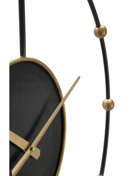 Grande Horloge murale design art déco Ronde Métal Noir Doré Pearl 61 cm 