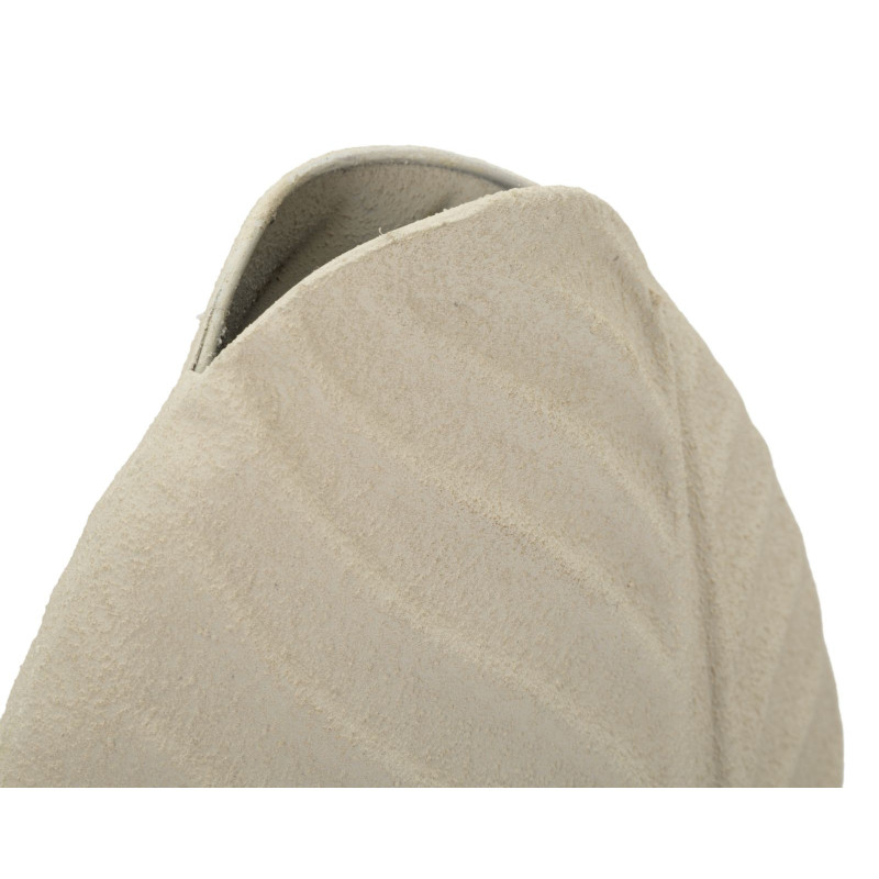 Vase design wabi-sabi Ovale Métal Blanc crème Motif feuille Dune H 29 cm 