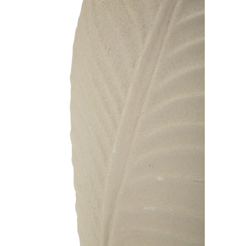 Vase design wabi-sabi Ovale Métal Blanc crème Motif feuille Dune H 29 cm 