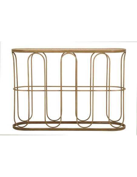 Console bohème chic Ovale Rotin Naturel Tressé Métal Samui 110 cm 