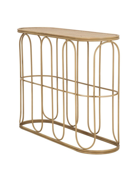Console bohème chic Ovale Rotin Naturel Tressé Métal Samui 110 cm 