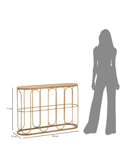 Console bohème chic Ovale Rotin Naturel Tressé Métal Samui 110 cm 