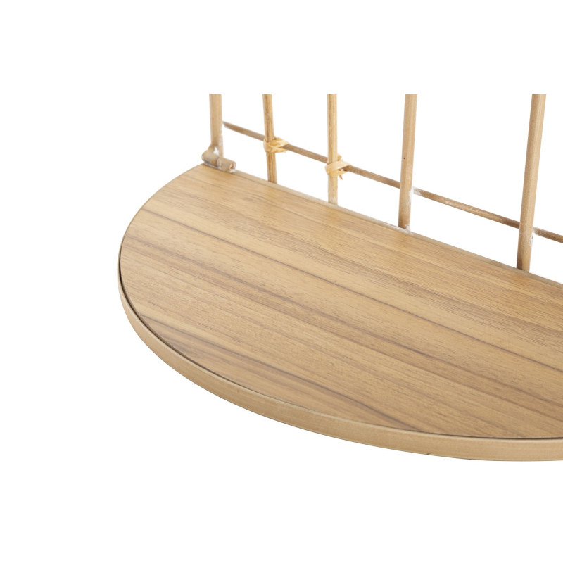 Étagère murale design bohème chic Arrondie 2 niveaux Métal Doré Bois MDF Naturel Arch H 45 cm 
