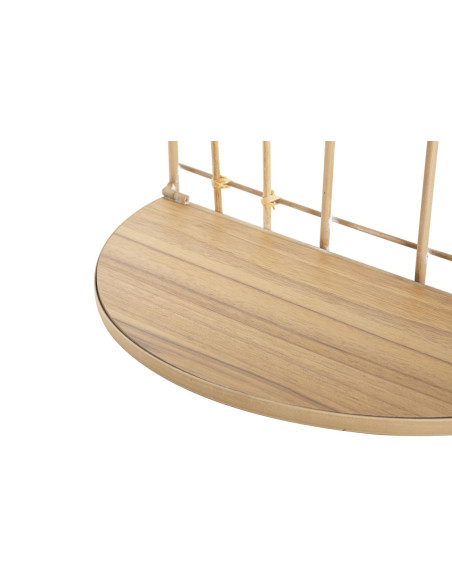 Étagère murale design bohème chic Arrondie 2 niveaux Métal Doré Bois MDF Naturel Arch H 45 cm 