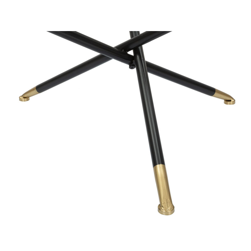 Table basse design chic bord de mer Ronde Verre Transparent Rotin Naturel Tressé Métal Noir Doré Saint Barth 80 cm 