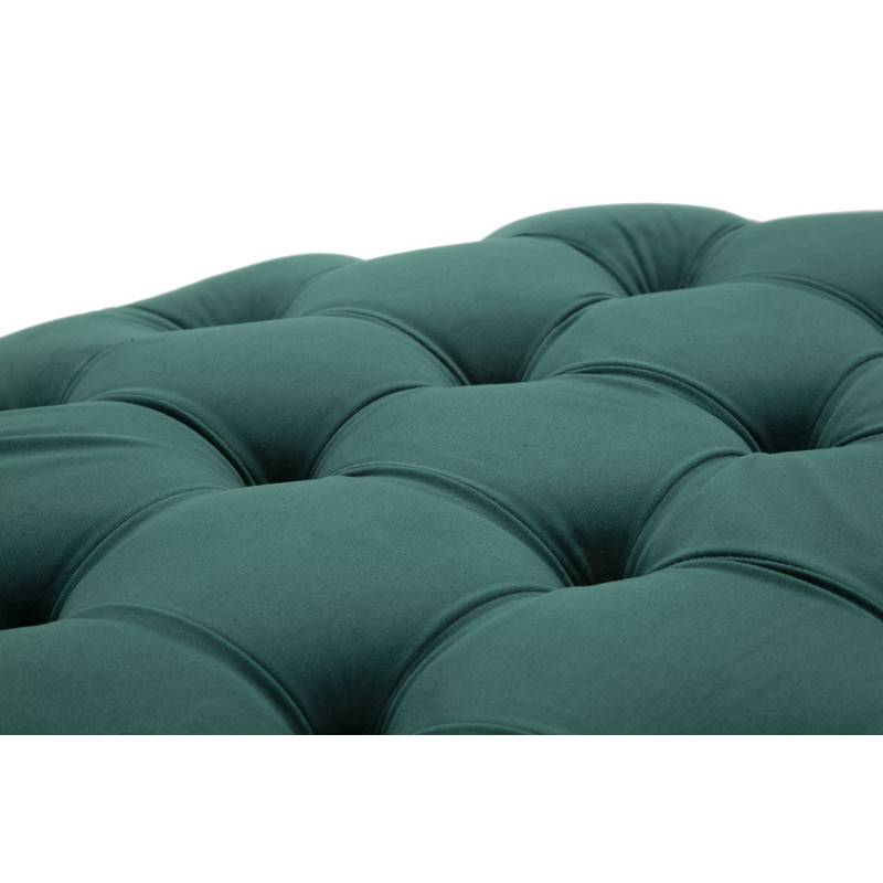 Grand Pouf XXL design art déco Rond Tissu Vert Capitonné Métal Doré Noctua 90 cm 