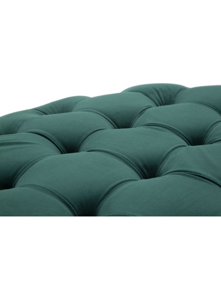 Grand Pouf XXL design art déco Rond Tissu Vert Capitonné Métal Doré Noctua 90 cm 