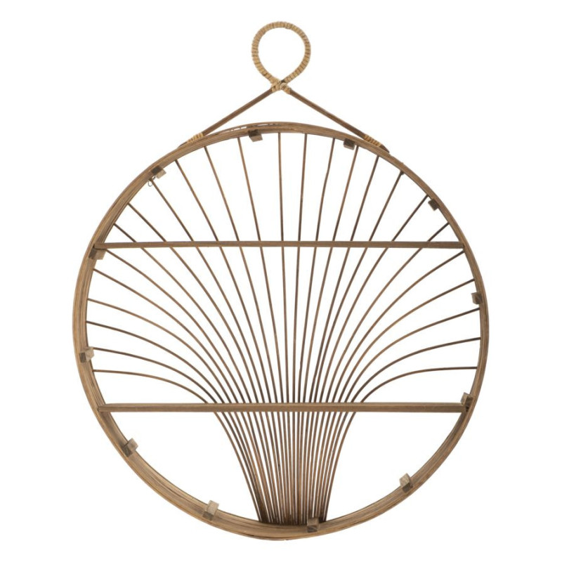 Étagère murale bohème chic 2 niveaux Rotin Naturel Fuji 60 cm 