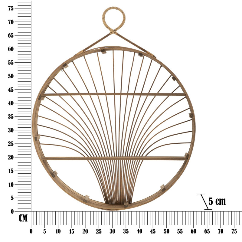 Étagère murale bohème chic 2 niveaux Rotin Naturel Fuji 60 cm 