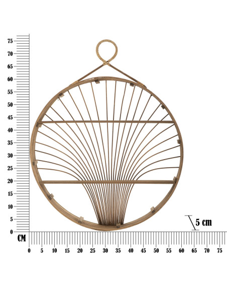 Étagère murale bohème chic 2 niveaux Rotin Naturel Fuji 60 cm 