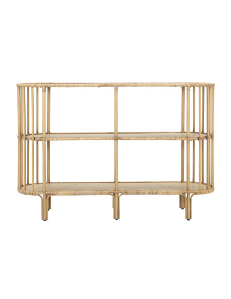 Console bohème chic Ovale 2 étagères Rotin Naturel Tressé Bois MDF Naturel Métal Panama 120 cm 
