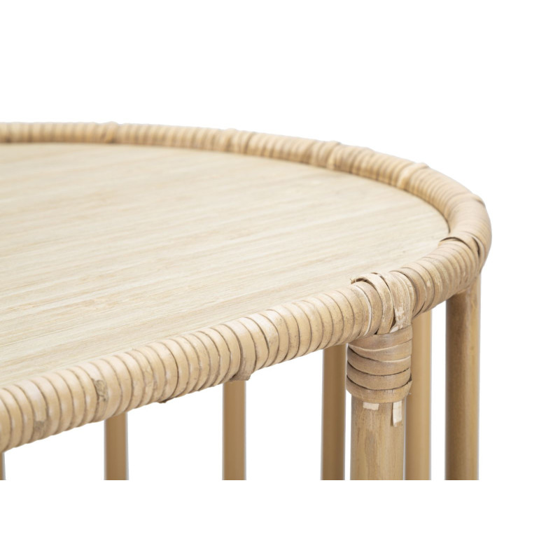 Console bohème chic Ovale 2 étagères Rotin Naturel Tressé Bois MDF Naturel Métal Panama 120 cm 