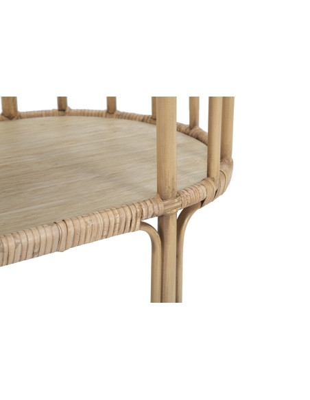 Console bohème chic Ovale 2 étagères Rotin Naturel Tressé Bois MDF Naturel Métal Panama 120 cm 