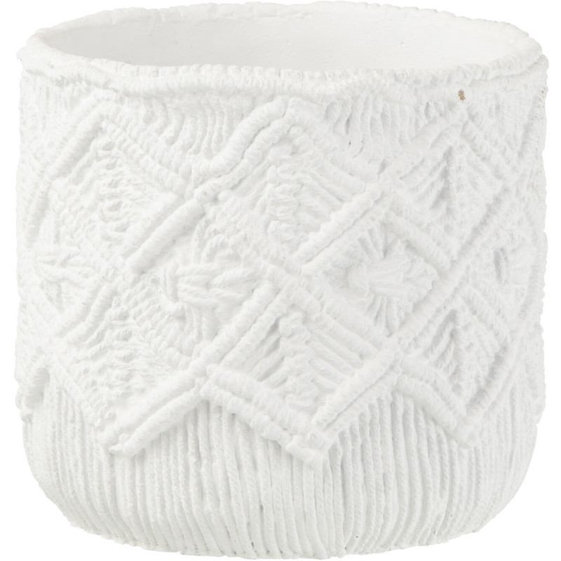 Cache-pot en Ciment Blanc Babeth Diamètre 20 cm Motif carreaux - 1