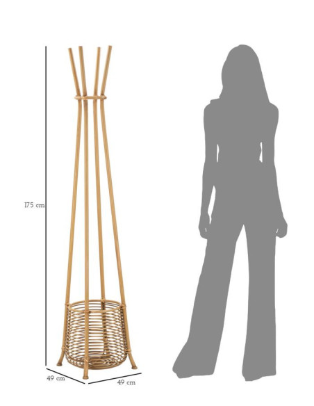 Porte manteau bohème chic Rotin Naturel Tressé Métal Panama 49 cm 