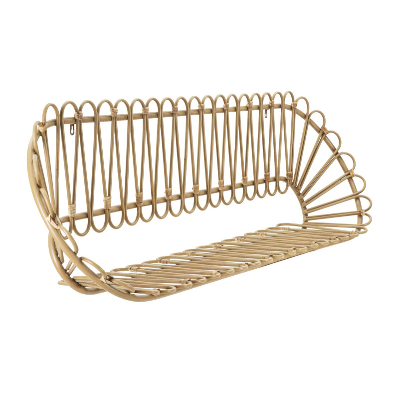 Grande Étagère murale originale bohème Rotin Naturel Métal Panama 162 cm 