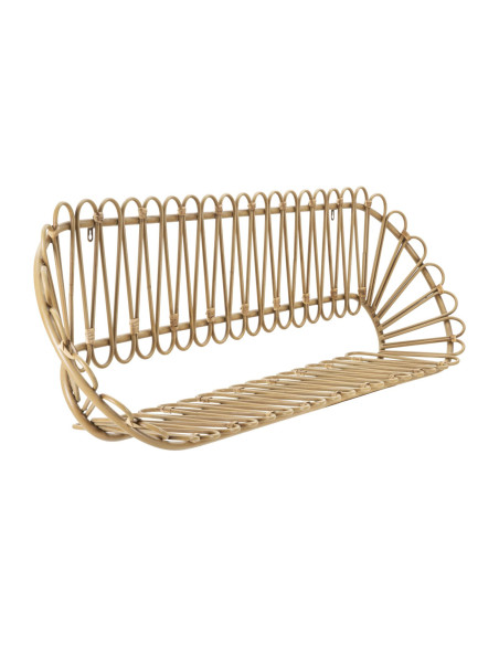 Grande Étagère murale originale bohème Rotin Naturel Métal Panama 162 cm 